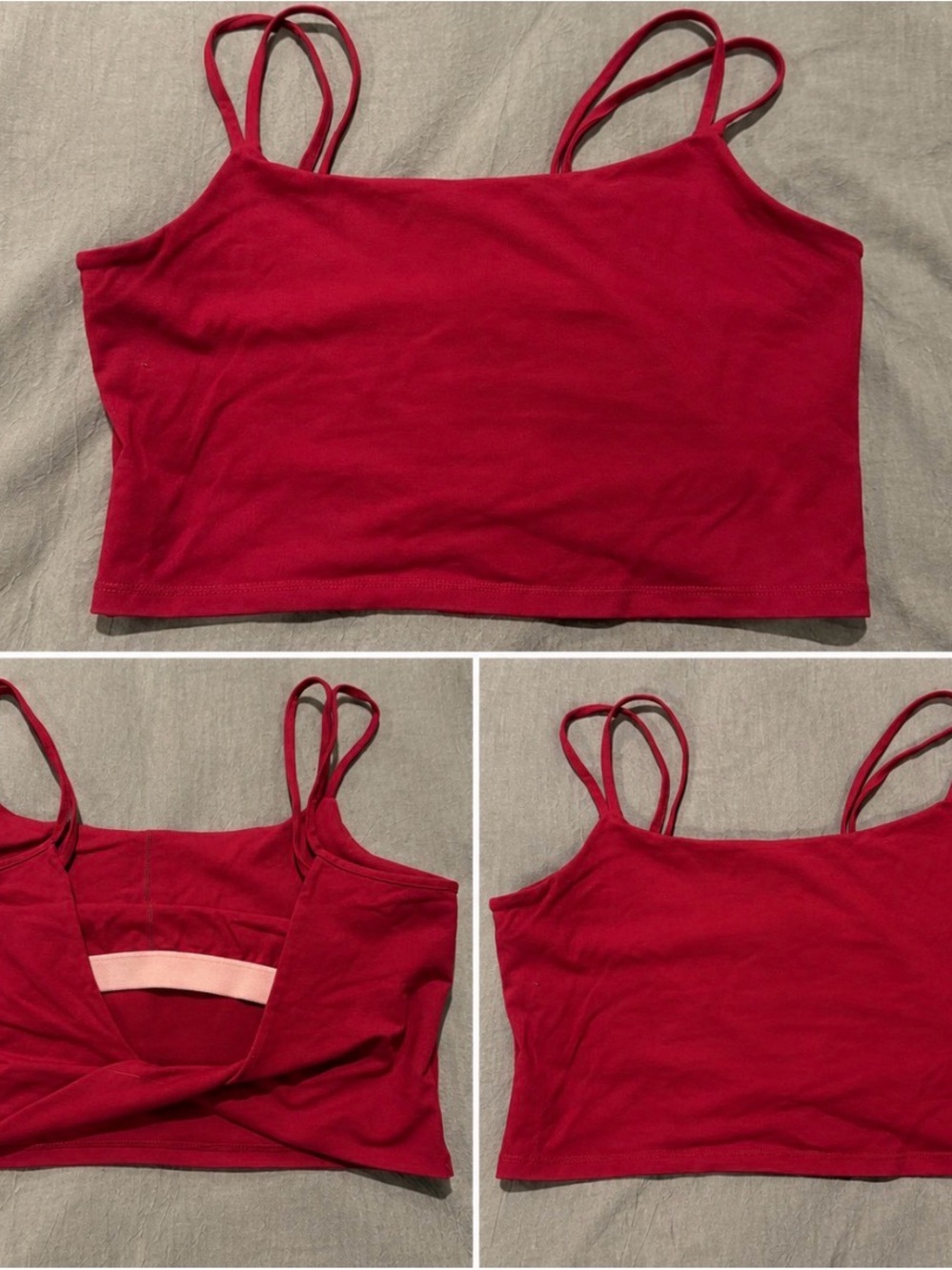 Double-Strap Red Crop Tank Top